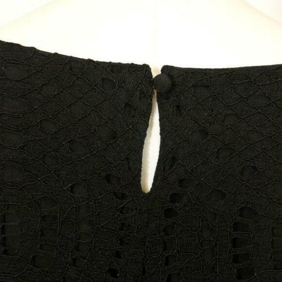 Black J. Crew Factory Textured Lace Short Sleeve Top (NWT) - Picture 3 of 4